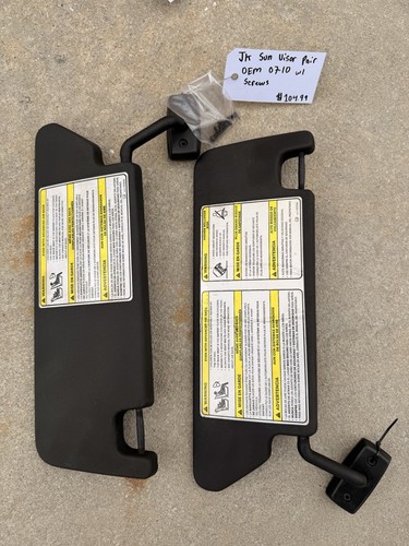 07-10 Jeep Wrangler JK Sun Visor Pair W/ Screws OEM