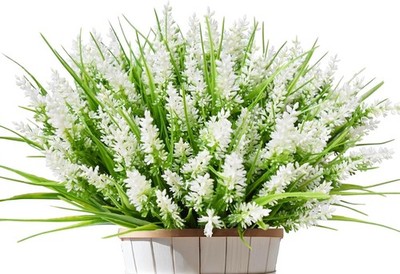 12 Bundles Artificial Flowers Like Real Artificial Flowers Lavender Outdoor W...