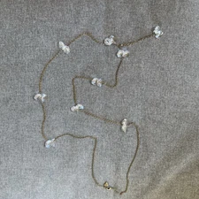 Sweet Romance USA Bronze Gold Chain Necklace with Crystal Charms 42” Long