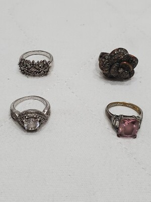 Diamond Costume Jewelry Repair Lot Of Rings Scrap, Costume Jewelry