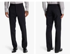 JB BRITCHES Black Torino Flat Front Cotton Blend Classic Pants Trousers 36 R NEW