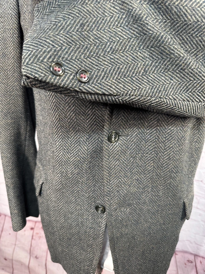 Chaqueta Blazer Abrigo Deportivo de Lana Tweed ESPIGA VERDE Para Hombres Años 50 60 42L DE COLECCIÓN Foto 4 de 4