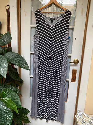 Style&co Stretchy Striped Tank Maxi Dress Size 3X, Black and White | eBay
