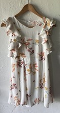 GB Girls White Floral Ruffle Dress, Size 12