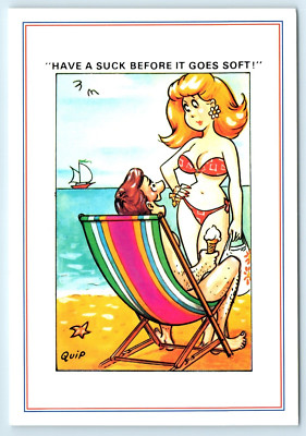 POSTKARTE QUIP - SAUCY POSTKARTE - SIE MÜSSEN ES SAUGEN, BEVOR ES WEICH WIRD C-23