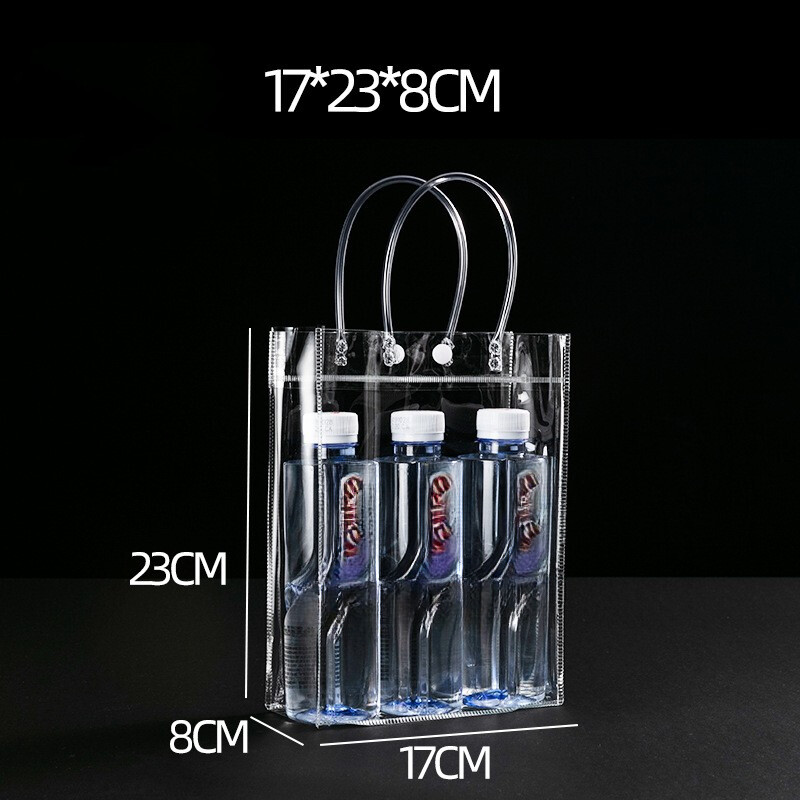 10Pcs Clear PVC Gift Bags, 23cmx17cmx8cm Reusable Plastic Gift Wrap Tote Bag