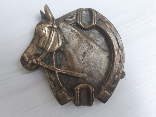 Posacenere vintage in ottone a forma di cavallo e ferro di cavallo, decorazione - Foto 9 di 11