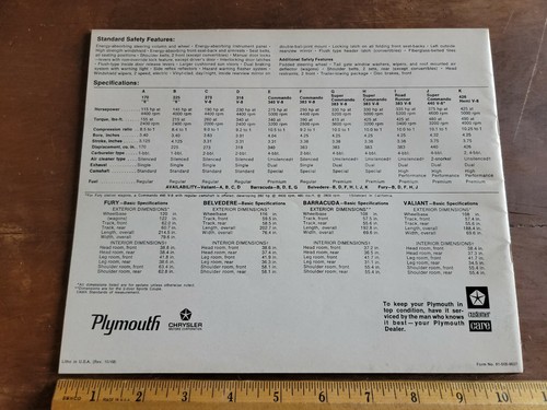 1969 Plymouth Dealer Catalog, VINTAGE Fury, Barracuda, Belvedere, GTX Goat - Picture 2 of 5