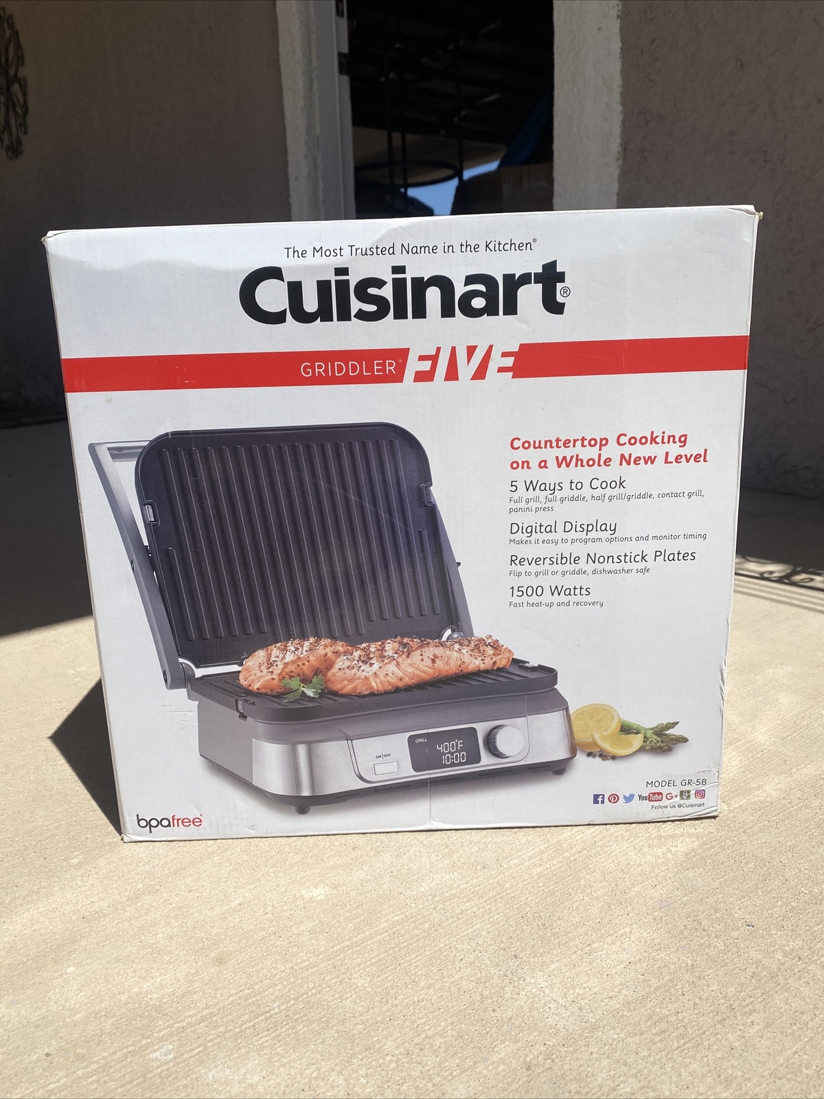 CuisinartGR5BP11500WElectricGrill&GriddlePan-Silver