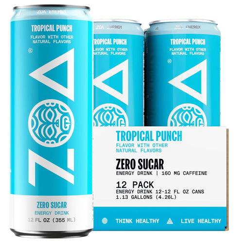 ZOA Energy Drink Zero Sugar Tropical Punch 12-Pack, 12 Oz, B-Vitamins, Caffeine - 第 9/12 張圖片