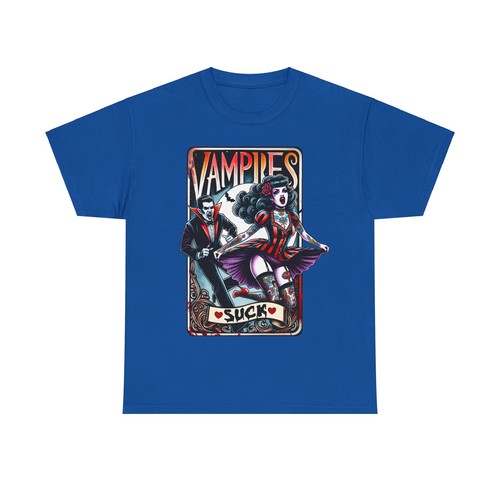 Halloween Vampires Suck Tarot Card Style Artwork Humor Unisex Heavy Cotton Tee - Picture 18 of 31