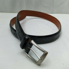Martin Dingman Black Leather Crocodile Embossed Women Buckle Belt - Made in USA