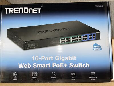NEW TRENDnet TPE-1620WS 16-Port Gigabit Web Smart PoE+ Switch