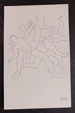 vtg postcard art PABLO PICASSO Four Ballet Dancers MOMA unposted htf