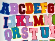 2-3/4" colorful chenille personalized letters iron-on patches for hats uniform