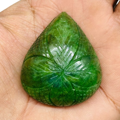 222.5 Cts Natural Carved Emerald Stunning Green Rare Huge Magnificent Gemstone - Picture 9 of 10