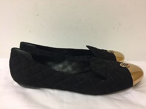Tory-Burch-suede-black-bronze-Women-flat-shoes-size-9M