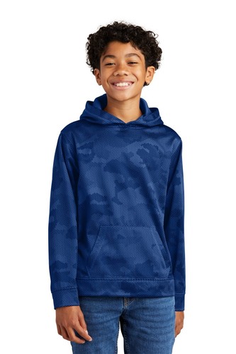 Sport-Tek YST240 Youth Polyester Sport-Wick Camohex Fleece Hoodie Pullover - Picture 17 of 27