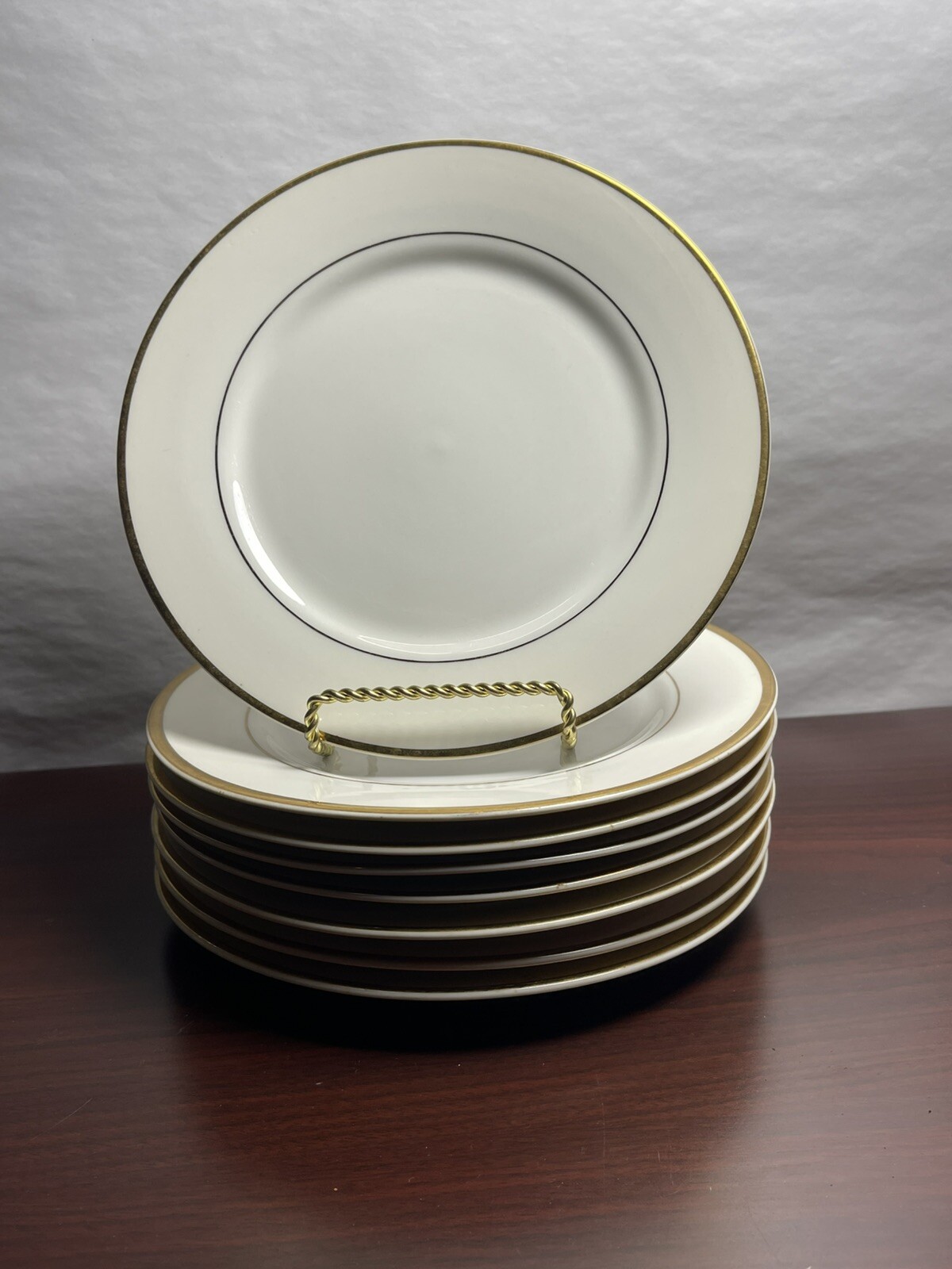 Lot of 8 International Silver Co SILVER TRIMMED 7.5” Salad Plates: Fine China