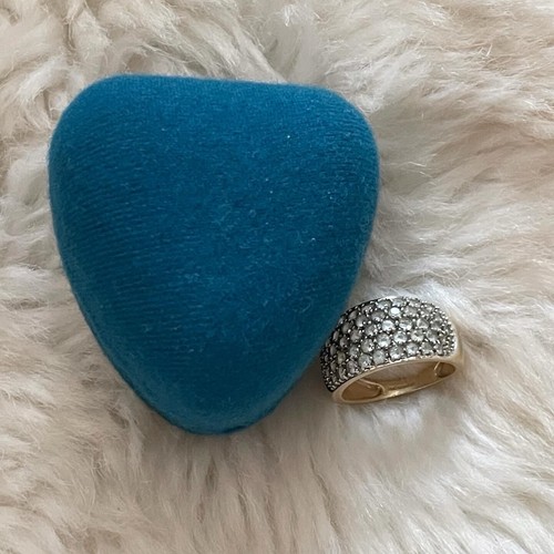 Gorgeous QVC 9ct Gold Aquamarine Large Cluster Cocktail Dress Ring UK Size M - Picture 4 of 12