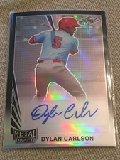 DYLAN CARLSON 2020 LEAF METAL DRAFT '90 Leaf Black ROOKIE AUTOGRAPH #12/15 RAYS