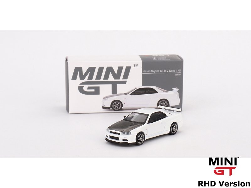 NISSAN Skyline GT-R (R34) V-Spec II N1 - white / carbon - Mini GT