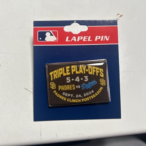 Triple Play-offs 5 4 3 Padres Vs Dodgers Sept 24 2024 Padres Clinch Lapel Pin - Picture 2 of 5