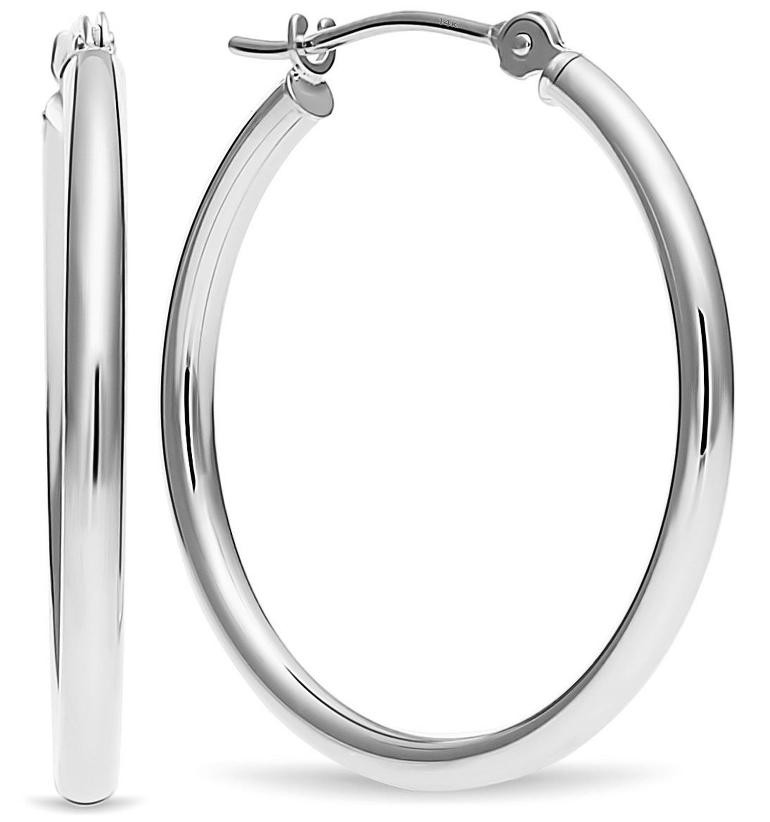 "14k Gold Hoop Earrings, 1\" Diameter White Gold"