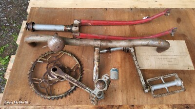 Lot Pièces Vélo Ancien Argenta Années 1940/50 : Guidon, Potence, Pédalier, Fourche, Plaque