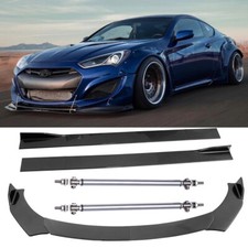 For Hyundai Genesis Carbon Front Bumper Lip Splitter + Side Skirts + Strut Rods
