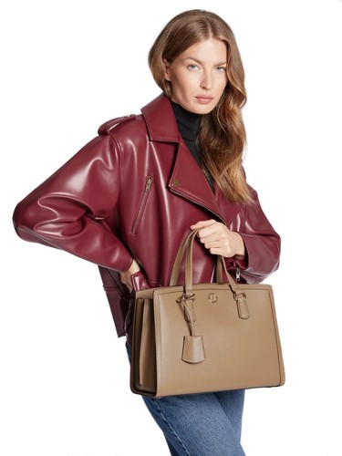 Michael Kors Bag Purse Women's Bag Chantal MD Satchel Leather Husk New - Picture 6 of 11