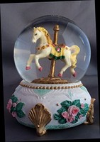 Old Time Carousel Horse Snow Globe - Sculptured Resin Water Ball Music Box 5 3/4 on sale Old Time Carousel Horse Snow Globe - Sculptured Resin Water Ball Music Box 5 3/4 on sale