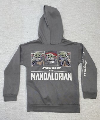 Star Wars The Mandalorian Hoodie Boys Sweatshirt Gray Graphic Print  Pre-Owned