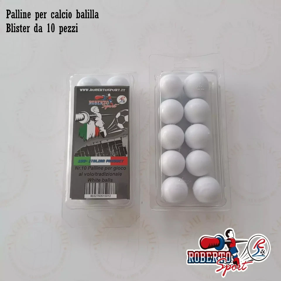 PALLINE PER CALCIO BALILLA ROBERTO SPORT STANDARD BIANCA BLISTER 10 PZ. (RS1833)