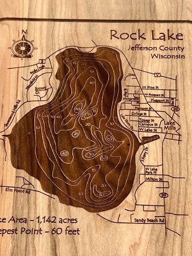NEW Wooden Cribbage Board Game 12” X 9.5” - Rock Lake, Wisconsin - Lake Art - Picture 2 of 4