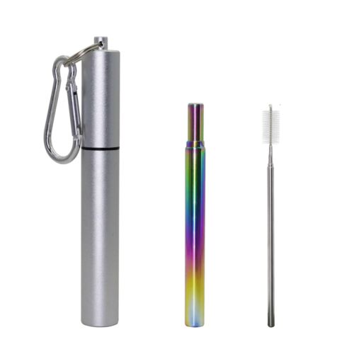 Reusable Straws, Collapsible Portable Foldable Metal Straw Stainless Steel Drink