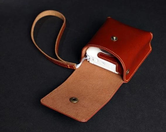 Funda de cuero de vaca genuina, funda protectora, adecuada para cámara PowerShot N2 Foto 2 de 4