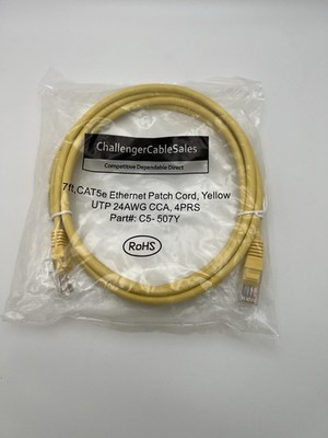 7ft CAT5e Ethernet Patch Cable Yellow UTP 24AWG 4PRS C5-507Y Network Cord
