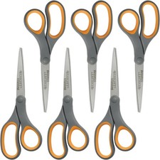 Westcott Titanium Bonded Scissors, Soft Handle, 8", Straight, 6-Pack