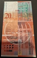 SWITZERLAND - 2012 20 Francs Studer and Jordan aUNC/XF Banknote