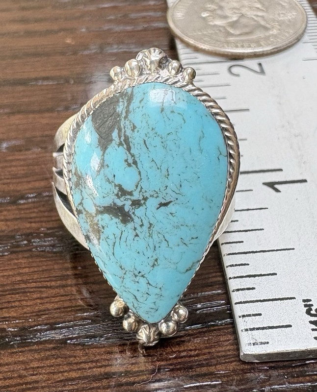 RB in BEAR HALLMARK Turquoise Sterling Silver Ring Vintage Navajo 11.1 Gr SZ 7