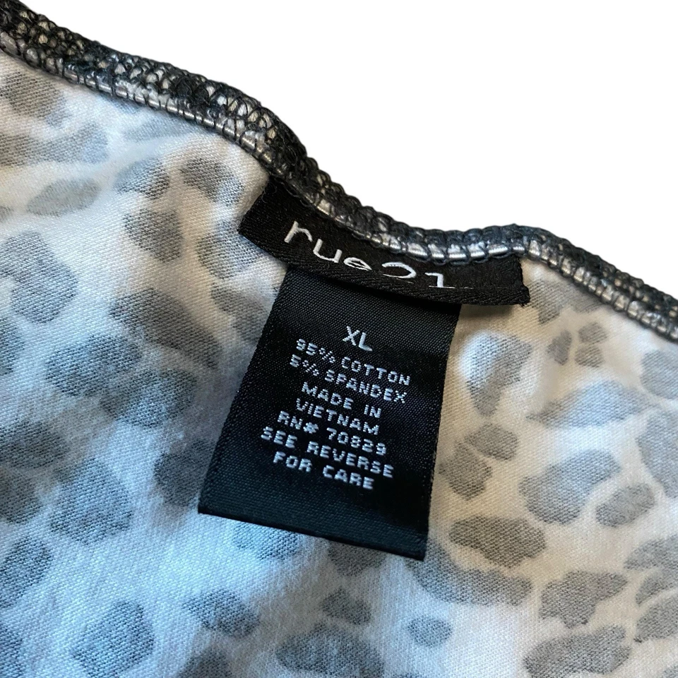 Camiseta sin mangas Y2k Leopardo Guepardo Negro Blanco Encaje Shore Capas Largas Cami XL Foto 3 de 4