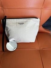 Chanel Beauty Beige Canvas Cosmetic Pouch With A Mirror GWP VIP gift