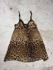 Vintage 2000s Dolce & Gabbana Silk Blend Leopard Print Sheer Mini XL