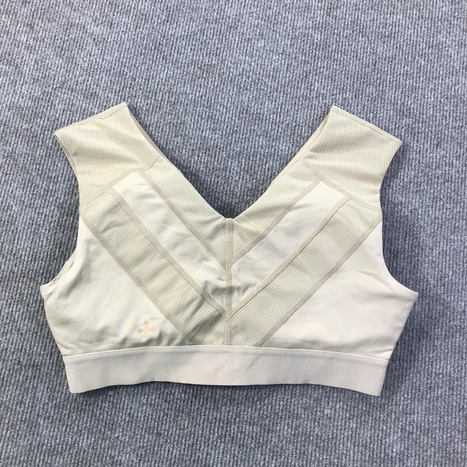 Sujetador deportivo Tommie cobre soporte para hombros grande gimnasio ropa deportiva cremallera frontal beige Foto 4 de 4