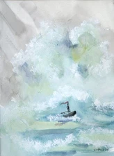 Original Watercolor Painting, Abstract landscape by Vasil Vasilev