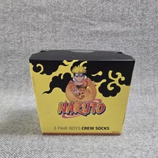 NWT! Naruto Boys Ninja Ramen Crew Socks 3pc Anime Set Fits Kids Shoe Size 10-4
