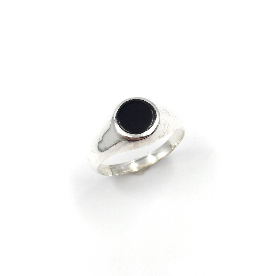 Anillo de plata 925 ónix negro anillo de banda clásico anillo de sello de... - Imagen 3 de 4