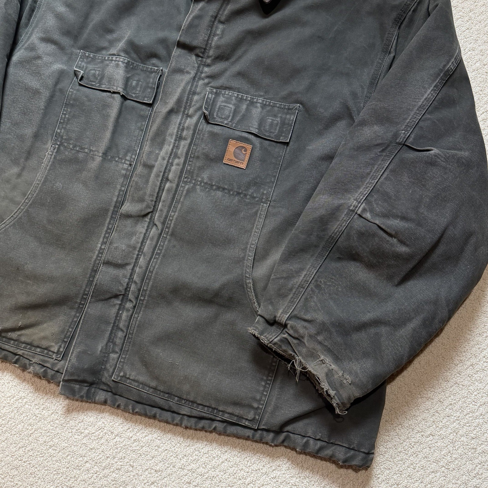 Vintage Carhartt Men's 5XL Moss Green Canvas Workwear Arctic Coat Jacket C26 MOS thumbnail 3