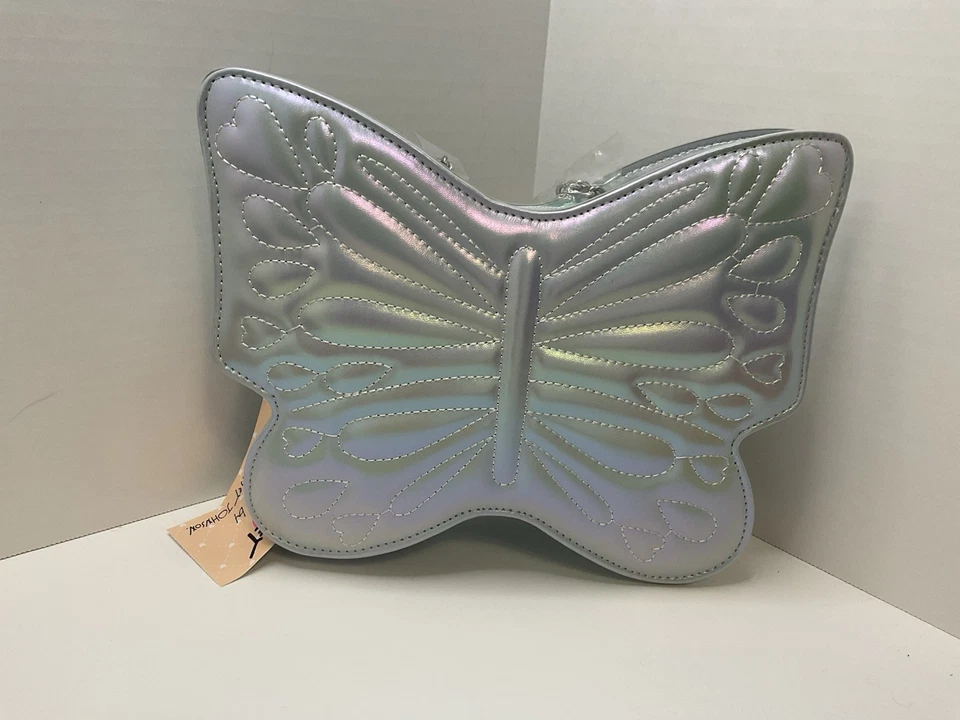 Luv Betsey Johnson Light Blue Metallic Multi Color Butterfly Crossbody Purse - Image 3 of 4